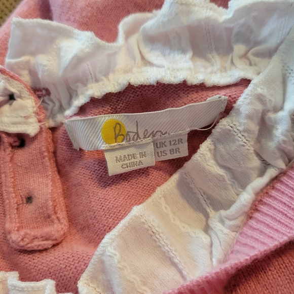 Boden Knitted Sweater Dress Beatrice Lace Ruffle Trim Formica Pink US8 UK12 - Picture 5 of 8